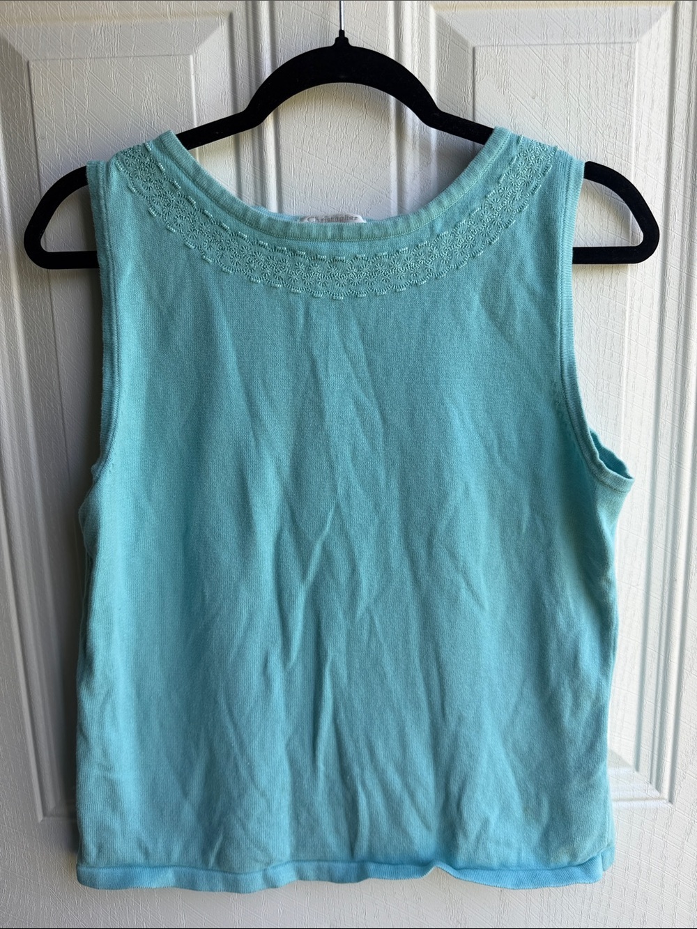 Christopher & Banks Y2K Light Aqua Sleeveless Beaded Embellished Knit Tank Top M